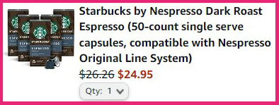 Starbucks Nespresso Pods Order Summary