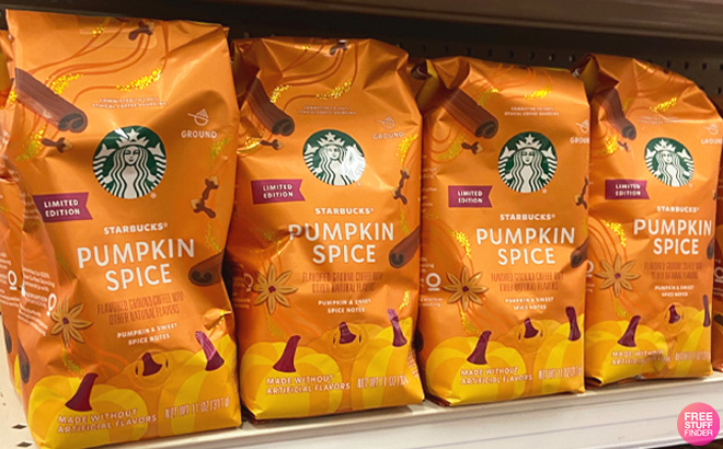 Starbucks Pumpkin Spice Ground Coffee on Store Shelf