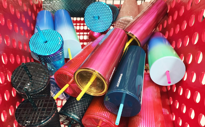 Starbucks Reusable Cups on Store Cart