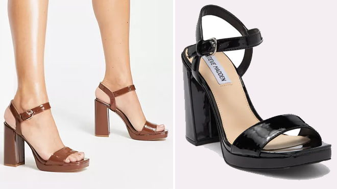 Steve Madden Womens Persepoliss Patent Block Heel Sandals Steve Madden Womens Persepoliss Patent Block Heel Sandals