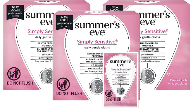Summers Eve Daily Feminine Wipes 16 Count 3 Pack