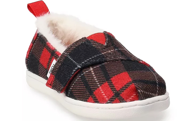 TOMS Tartan Printed Toddler Alpargata Shoes