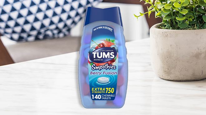 TUMS Smoothies Extra Strength Antacid Tablets for Chewable Heartburn Relief
