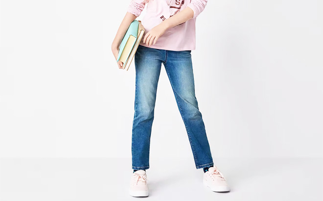 Thereabouts Little Big Girls Mid Rise Regular Fit Jeans