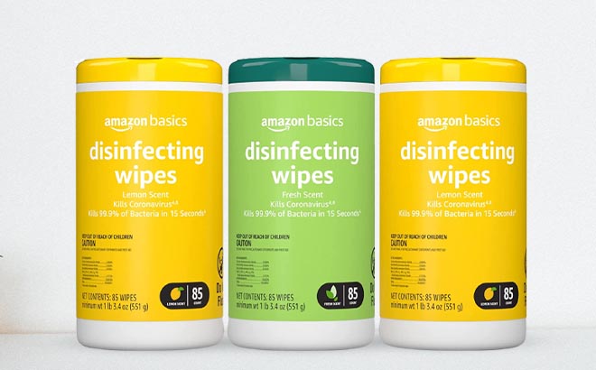 Three Pack of Amazon Basics Disinfecting Wipes