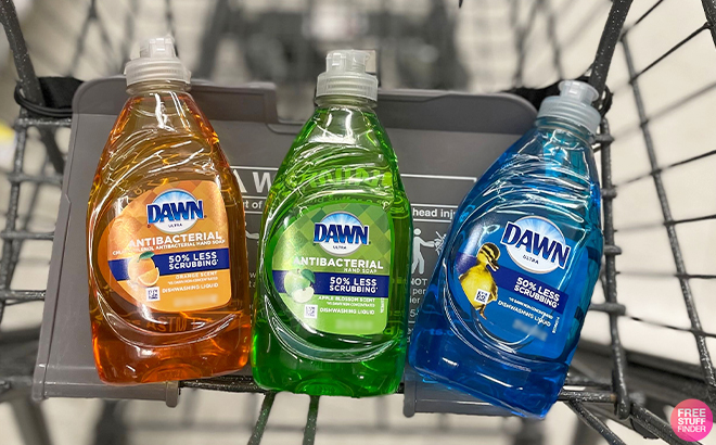 Three Dawn Ultra Dishwashing Liquid Dish Soaps Original Scent in a Cart at Walgreens