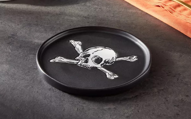 Threshold Halloween Skull Bones Stoneware Appetizer Plate