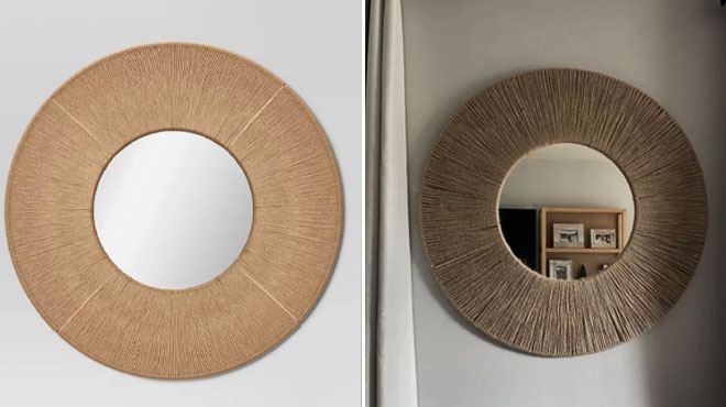 Threshold Round Jute Macrame Woven with Round Mirror Threshold Round Jute Macrame Woven with Round Mirror