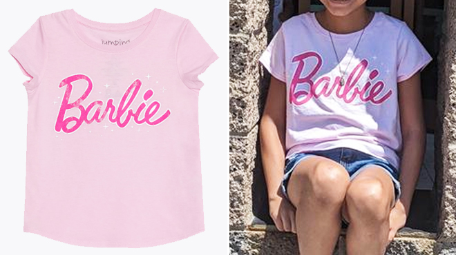 Toddler and Girls Jumping Beans Barbie Distressed Logo Magic Graphic Tee