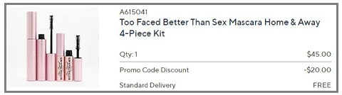 Too Faced 4 Piece Kit Checkout Screenshot at QVC Too Faced 4 Piece Kit Checkout Screenshot at QVC