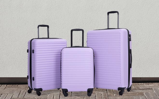 Travelhouse 3 Piece Spinner Luggage Set Light Purple