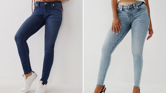 True Religion Medium Wash and Raw Hem Skinny Womens Jeans