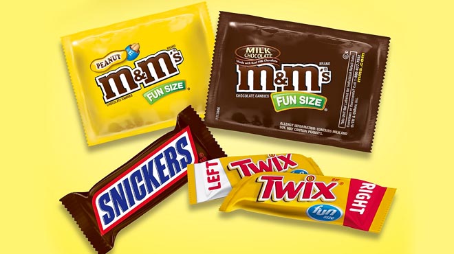 Twix Snickers and MMs candies