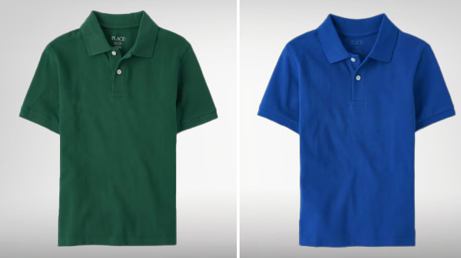 Two Colors of The Childrens Place Boys Uniform Pique Polo