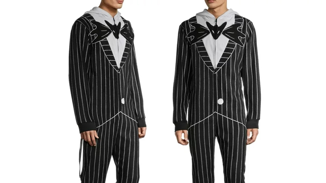 Two Images of a Man Wearing Disney Nightmare Before Christmas Jack Mens Union Suit Two Images of a Man Wearing Disney Nightmare Before Christmas Jack Mens Union Suit