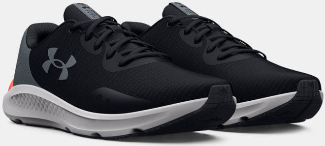 Under Armour Mens Charged Pursuit 3 Tech Running Shoes on a Gray Background Under Armour Mens Charged Pursuit 3 Tech Running Shoes on a Gray Background