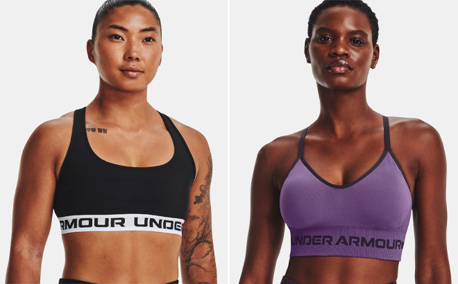 Under Armour Womens Armour Mid Crossback Sports Bra and UA Seemless Low Long Sports Bra