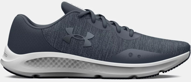 Under Armour Womens Charged Pursuit 3 Twist Running Shoes on a Gray Background