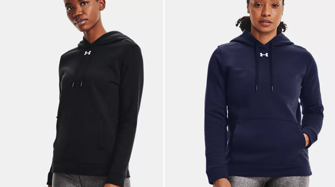 Under Armour Womens Fleece Hoodie in Navy and Black Colors