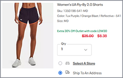 Under Armour Womens Fly By Shorts Cart Screenshot