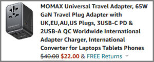 Universal Travel Adapter checkout screenshot