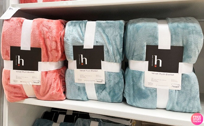 Velvet Plush Throws on a Shelf