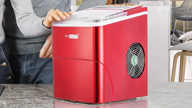 Vivohome Portable Ice Maker in Red Color