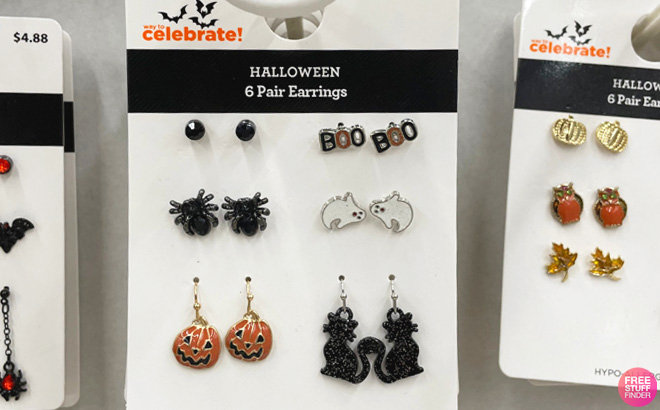 Way to Celebrate Halloween Earrings 6 Piece Set
