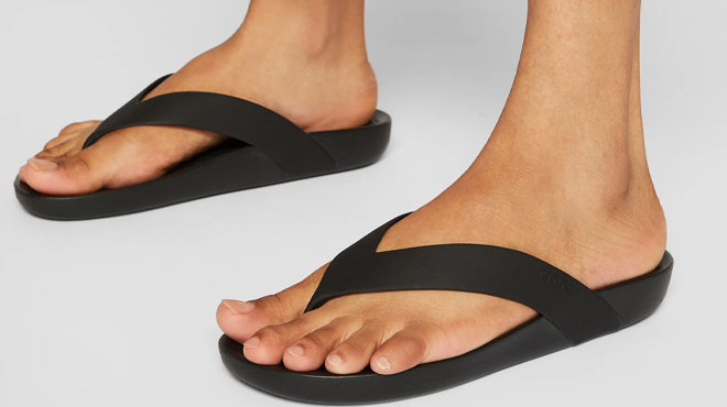 Woman Wearing Crocs Splash Flip Flops