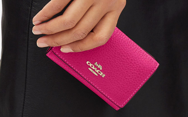 Woman is Holding a Coach Outlet Micro Wallet