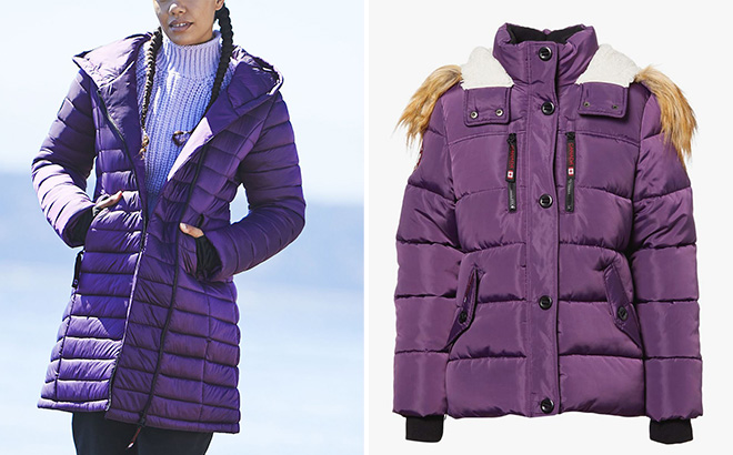 Womens Canada Weather Gear Hooded Puffer Parka Blackberry Wine Womens Canada Weather Gear Hooded Puffer Parka Blackberry Wine