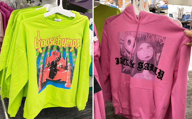 Womens Goosebumps Graphic Sweatshirt and Nightmare Before Christmas Jack and Sally Graphic Hoodie