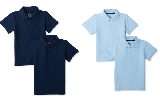 Wonder Nation Toddler Boys School Uniform 2-Pack Polo Shirt 