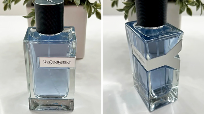 Yves Saint Laurent Mens Y Eau de Toilette on the Left and Side View of the Same Item on the Right