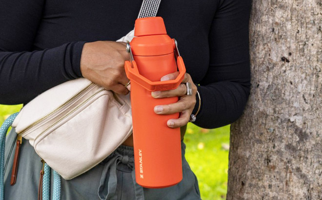 a Person Holding a Stanley Aerolight Iceflow Water Bottle a Person Holding a Stanley Aerolight Iceflow Water Bottle
