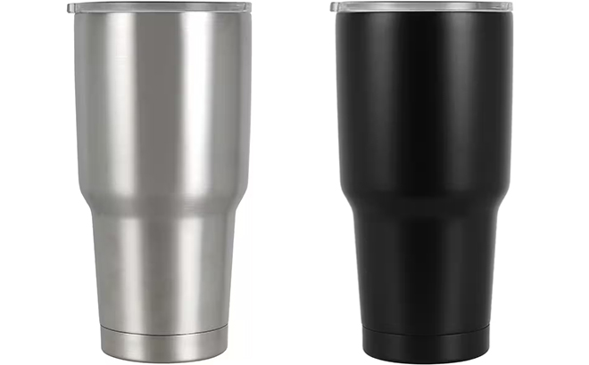 27 Oz Gray and Black Stainless Steel Tumblers