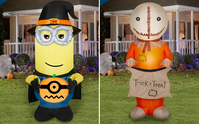 5 Foot Minions Kevin and Sam Trick or Treat Halloween Inflatable