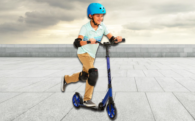 A Kid riding a Best Choice Products Kick Scooter A Kid riding a Best Choice Products Kick Scooter