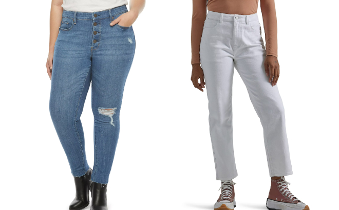 A N A Womens Plus Size High Rise Skinny Jeans and Wrangler Womens Rodeo Straight Crop Jeans
