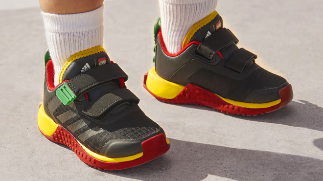 Adidas DNA x LEGO Two Strap Hook and Loop Kids Shoes in Black Adidas DNA x LEGO Two Strap Hook and Loop Kids Shoes in Black