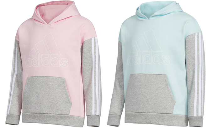 Adidas Girls Block Logo Pullover Hoodie