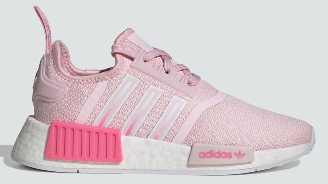 Adidas Kids Originals NMD R1 Shoes in Clear Pink and Cloud White