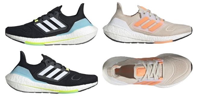 Adidas Ultraboost Womens Running Shoes in Core Black and Beam Orange Color