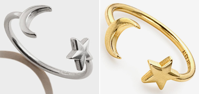 Alex and Ani Moon and Star Ring Wrap in Silver and Gold Alex and Ani Moon and Star Ring Wrap in Silver and Gold