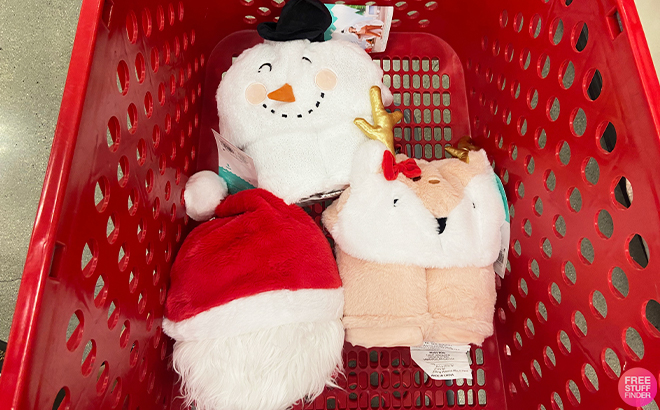 All Three Pillowfort Christmas Blankets in a Target Shopping Cart All Three Pillowfort Christmas Blankets in a Target Shopping Cart