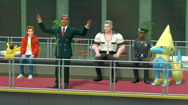 An Scene from Detective Pikachu Returns Game An Scene from Detective Pikachu Returns Game