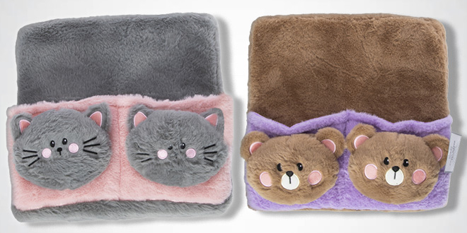 Animal Slippers Foot Pillow in Cat and Bear Designs
