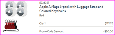 Apple Air Tag 4 Pack Checkout Screenshot