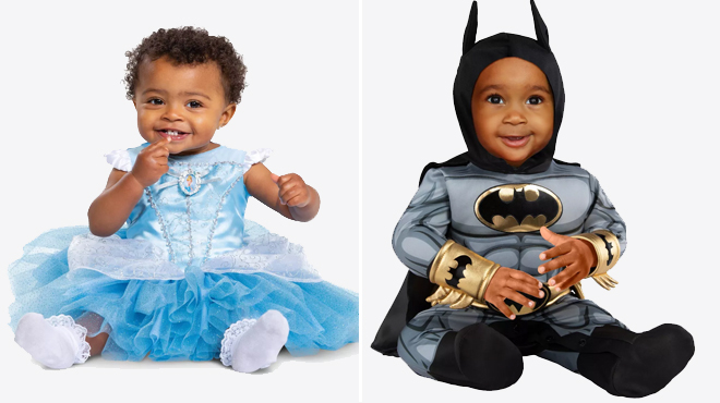 Baby Disney Princess Cinderella Halloween Costume Tutu Dress and Baby Batman Halloween Costume Jumpsuit with Cape