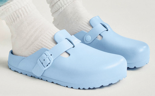 Birkenstock Womens Boston EVA Clogs in Dusty Blue Color Birkenstock Womens Boston EVA Clogs in Dusty Blue Color